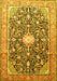 Machine Washable Medallion Yellow Traditional Rug, wshtr200yw