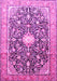 Machine Washable Medallion Pink Traditional Rug, wshtr200pnk