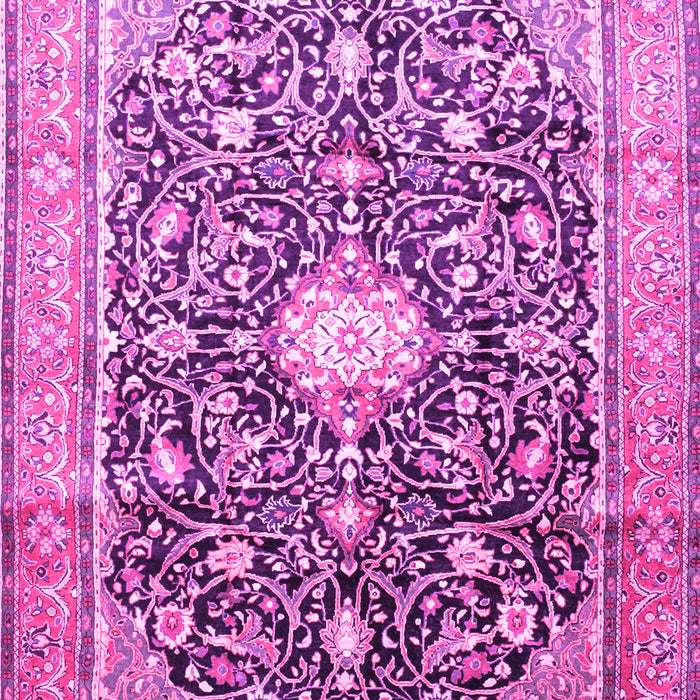 Machine Washable Medallion Pink Traditional Rug, wshtr200pnk