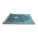 Sideview of Machine Washable Medallion Light Blue Traditional Rug, wshtr200lblu