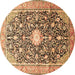 Round Medallion Brown Traditional Rug, tr200brn