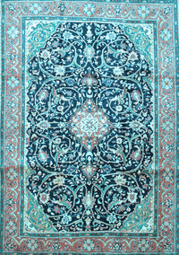 Medallion Light Blue Traditional Rug, tr200lblu