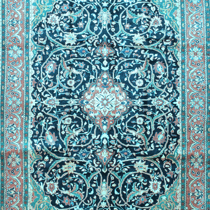 Medallion Light Blue Traditional Rug, tr200lblu