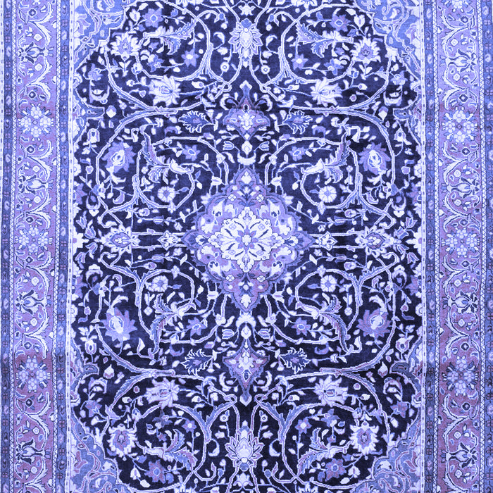 Machine Washable Medallion Blue Traditional Rug, wshtr200blu