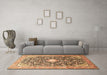 Machine Washable Medallion Brown Traditional Rug in a Living Room,, wshtr200brn