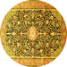 Round Medallion Yellow Traditional Rug, tr200yw