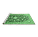 Sideview of Machine Washable Medallion Emerald Green Traditional Area Rugs, wshtr200emgrn