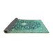 Sideview of Medallion Turquoise Traditional Rug, tr200turq