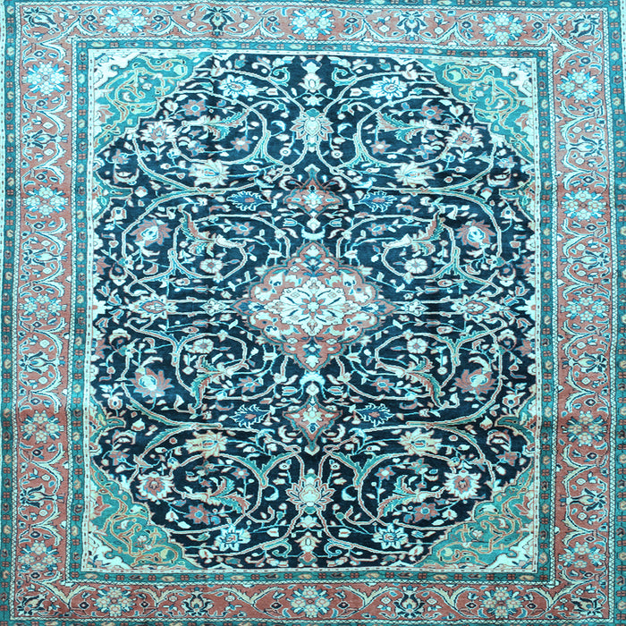 Square Medallion Light Blue Traditional Rug, tr200lblu