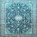 Square Medallion Light Blue Traditional Rug, tr200lblu