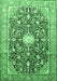 Machine Washable Medallion Emerald Green Traditional Area Rugs, wshtr200emgrn