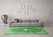 Machine Washable Medallion Emerald Green Traditional Area Rugs in a Living Room,, wshtr200emgrn