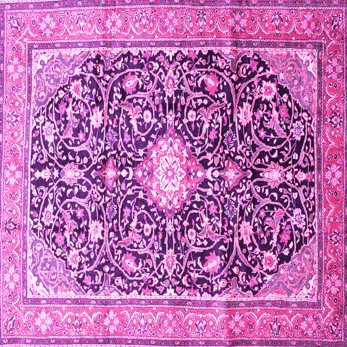 Square Machine Washable Medallion Pink Traditional Rug, wshtr200pnk