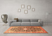 Machine Washable Medallion Orange Traditional Area Rugs in a Living Room, wshtr200org