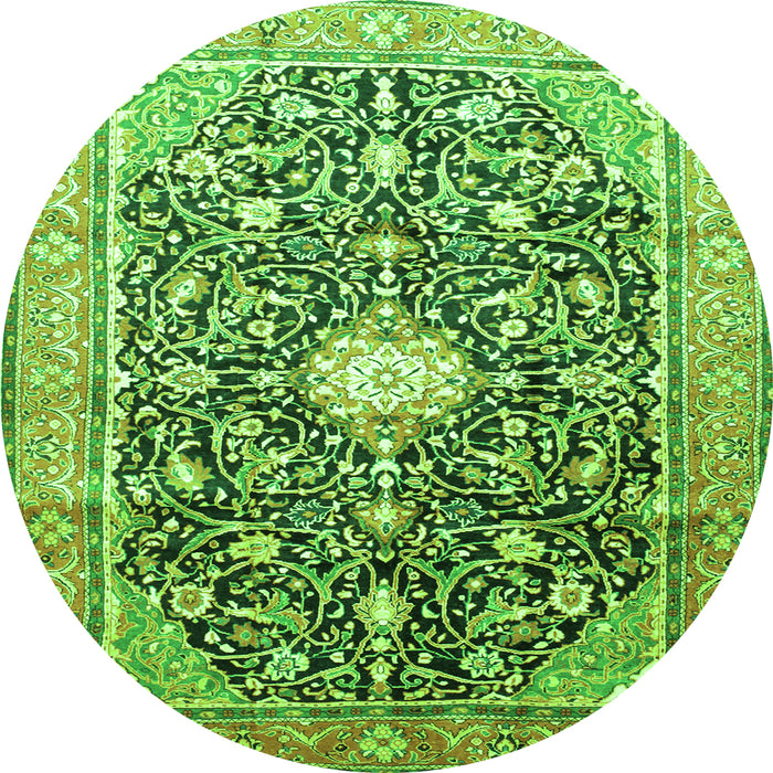 Square Medallion Green Traditional Rug, tr200grn