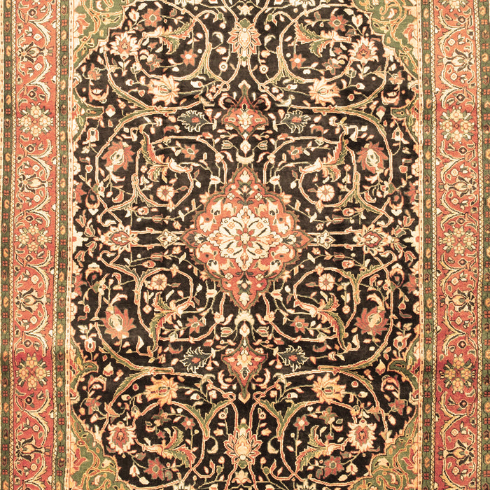 Machine Washable Medallion Brown Traditional Rug, wshtr200brn