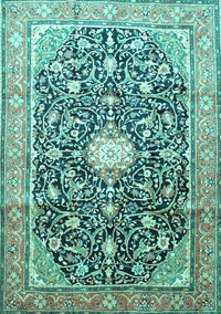 Medallion Turquoise Traditional Rug, tr200turq