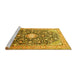 Sideview of Machine Washable Medallion Yellow Traditional Rug, wshtr200yw