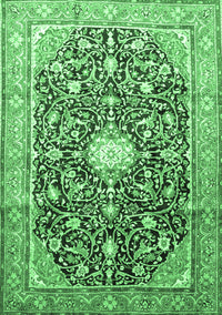 Medallion Emerald Green Traditional Rug, tr200emgrn