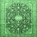 Square Medallion Emerald Green Traditional Rug, tr200emgrn