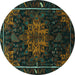 Round Machine Washable Persian Turquoise Traditional Area Rugs, wshtr2010turq