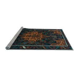 Sideview of Machine Washable Persian Light Blue Traditional Rug, wshtr2010lblu