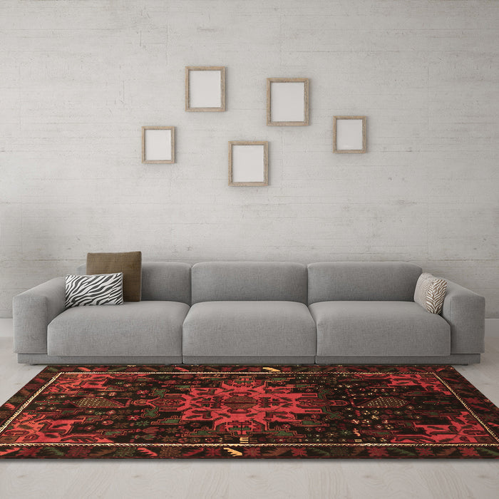 Machine Washable Persian Brown Traditional Rug in a Living Room,, wshtr2010brn