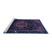 Sideview of Machine Washable Persian Blue Traditional Rug, wshtr2010blu