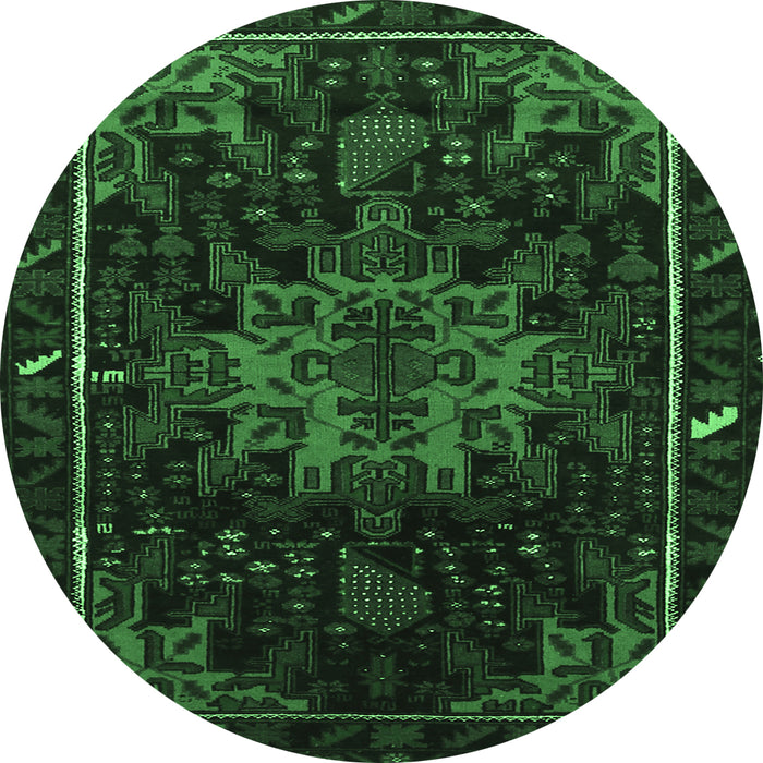 Round Persian Emerald Green Traditional Rug, tr2010emgrn