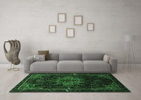 Machine Washable Persian Emerald Green Traditional Rug, wshtr2010emgrn