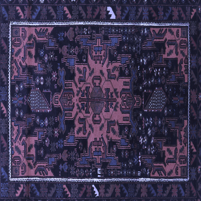 Square Machine Washable Persian Blue Traditional Rug, wshtr2010blu