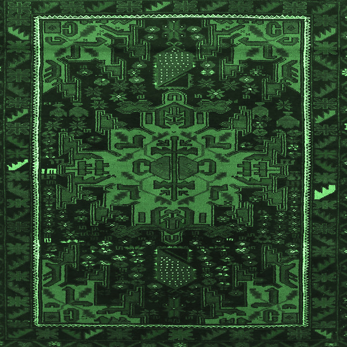 Square Persian Emerald Green Traditional Rug, tr2010emgrn