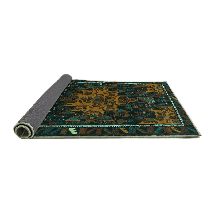 Sideview of Persian Turquoise Traditional Rug, tr2010turq