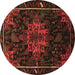 Round Persian Brown Traditional Rug, tr2010brn