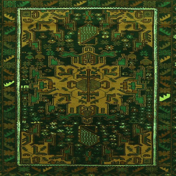 Round Machine Washable Persian Green Traditional Area Rugs, wshtr2010grn