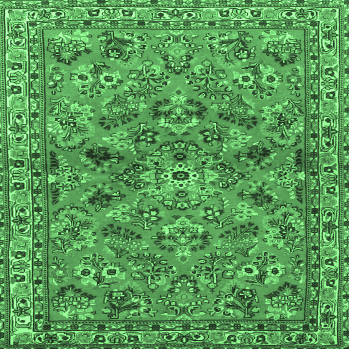 Square Persian Emerald Green Traditional Rug, tr2011emgrn