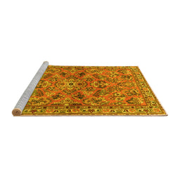 Sideview of Machine Washable Persian Yellow Traditional Rug, wshtr2011yw