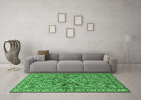 Machine Washable Persian Emerald Green Traditional Rug, wshtr2011emgrn