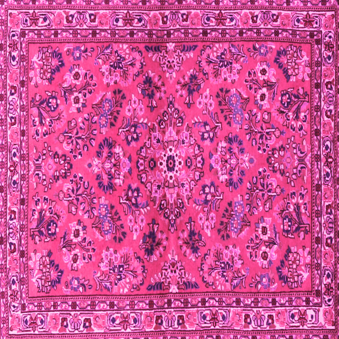 Square Machine Washable Persian Pink Traditional Rug, wshtr2011pnk