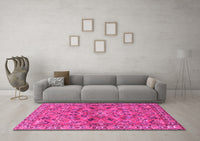 Machine Washable Persian Pink Traditional Rug, wshtr2011pnk