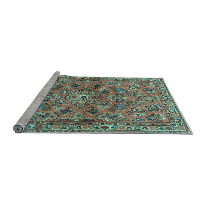 Sideview of Machine Washable Persian Light Blue Traditional Rug, wshtr2011lblu