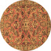 Round Machine Washable Persian Brown Traditional Rug, wshtr2011brn