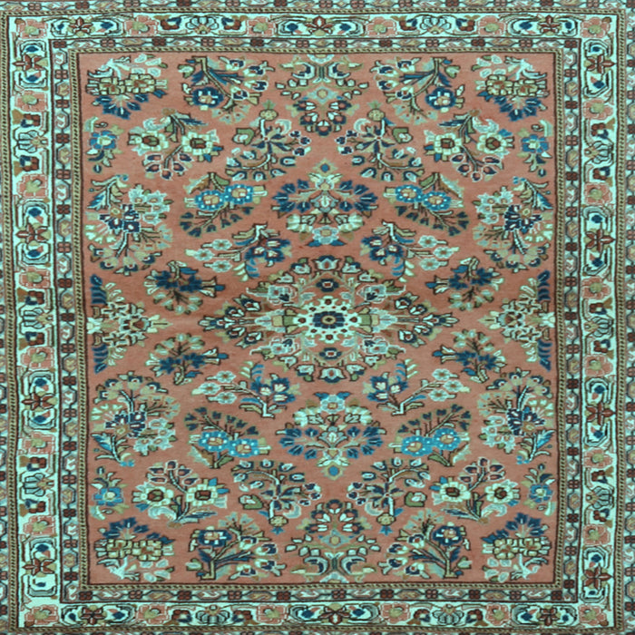 Square Machine Washable Persian Light Blue Traditional Rug, wshtr2011lblu