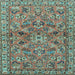 Square Machine Washable Persian Light Blue Traditional Rug, wshtr2011lblu