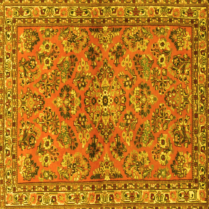 Square Machine Washable Persian Yellow Traditional Rug, wshtr2011yw