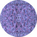 Round Machine Washable Persian Blue Traditional Rug, wshtr2011blu