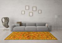 Machine Washable Persian Yellow Traditional Rug, wshtr2011yw