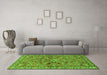 Machine Washable Persian Green Traditional Area Rugs in a Living Room,, wshtr2011grn