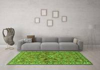 Machine Washable Persian Green Traditional Rug, wshtr2011grn