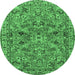 Round Persian Emerald Green Traditional Rug, tr2011emgrn